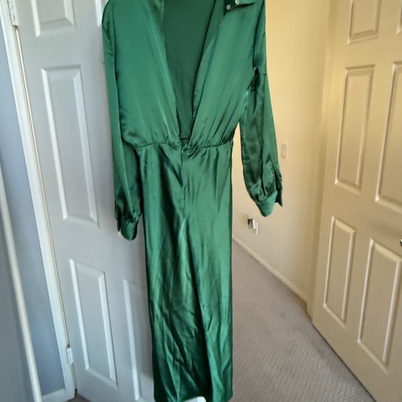 Zara | Dresses | Zara Green Satin Dress | Poshmark